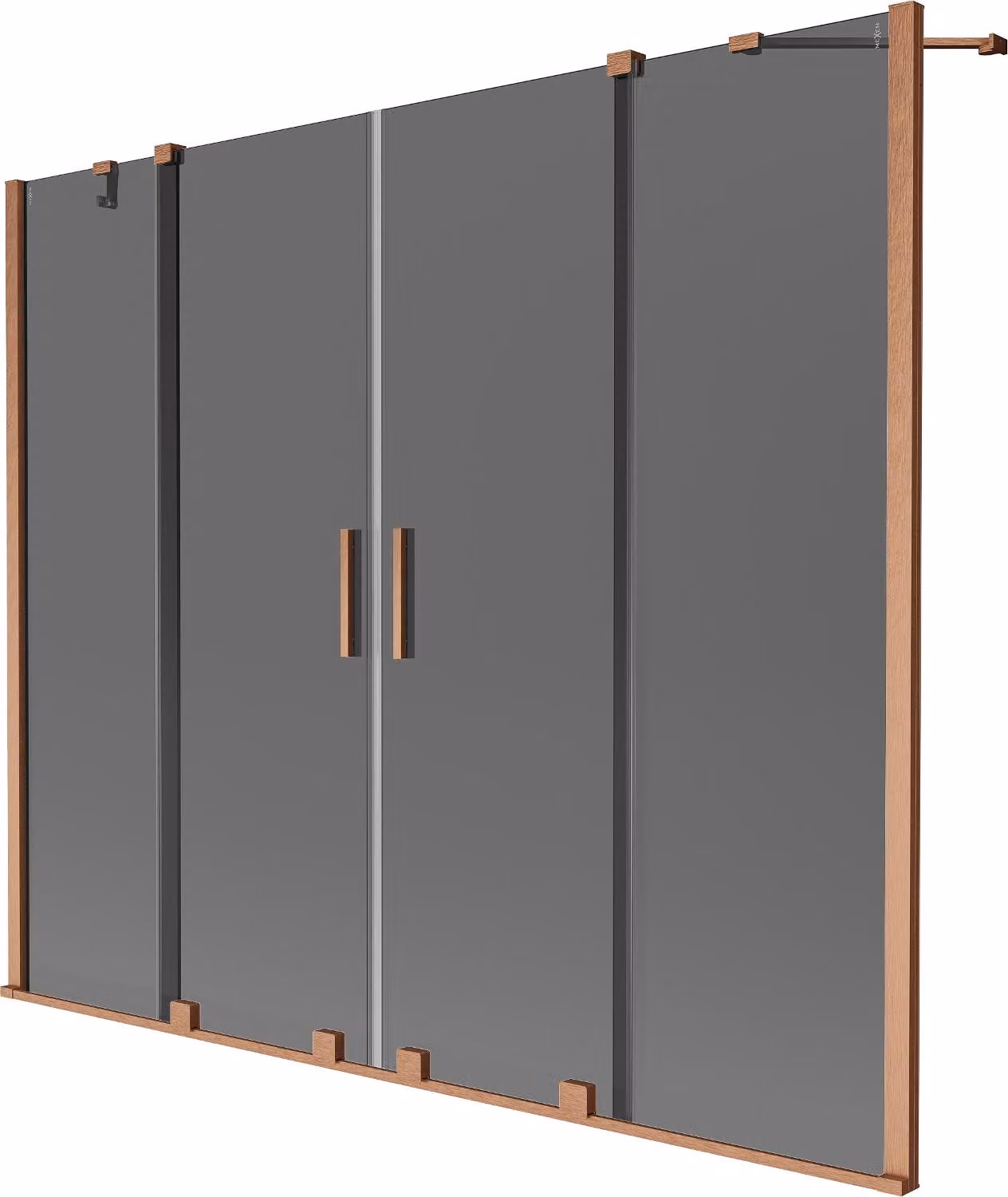Mexen Velar Duo paravento per vasca da bagno a 2 ante scorrevoli 170 x 150 cm, grafite, rame spazzolato - 896-170-000-42-65