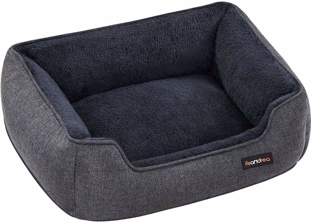 Cuccia per cani Rootz - Cuccia per animali domestici - Tappetino imbottito - Imitazione lino - Imbottitura morbida - Tessuto antiscivolo - 60 cm x 50 cm x 21 cm