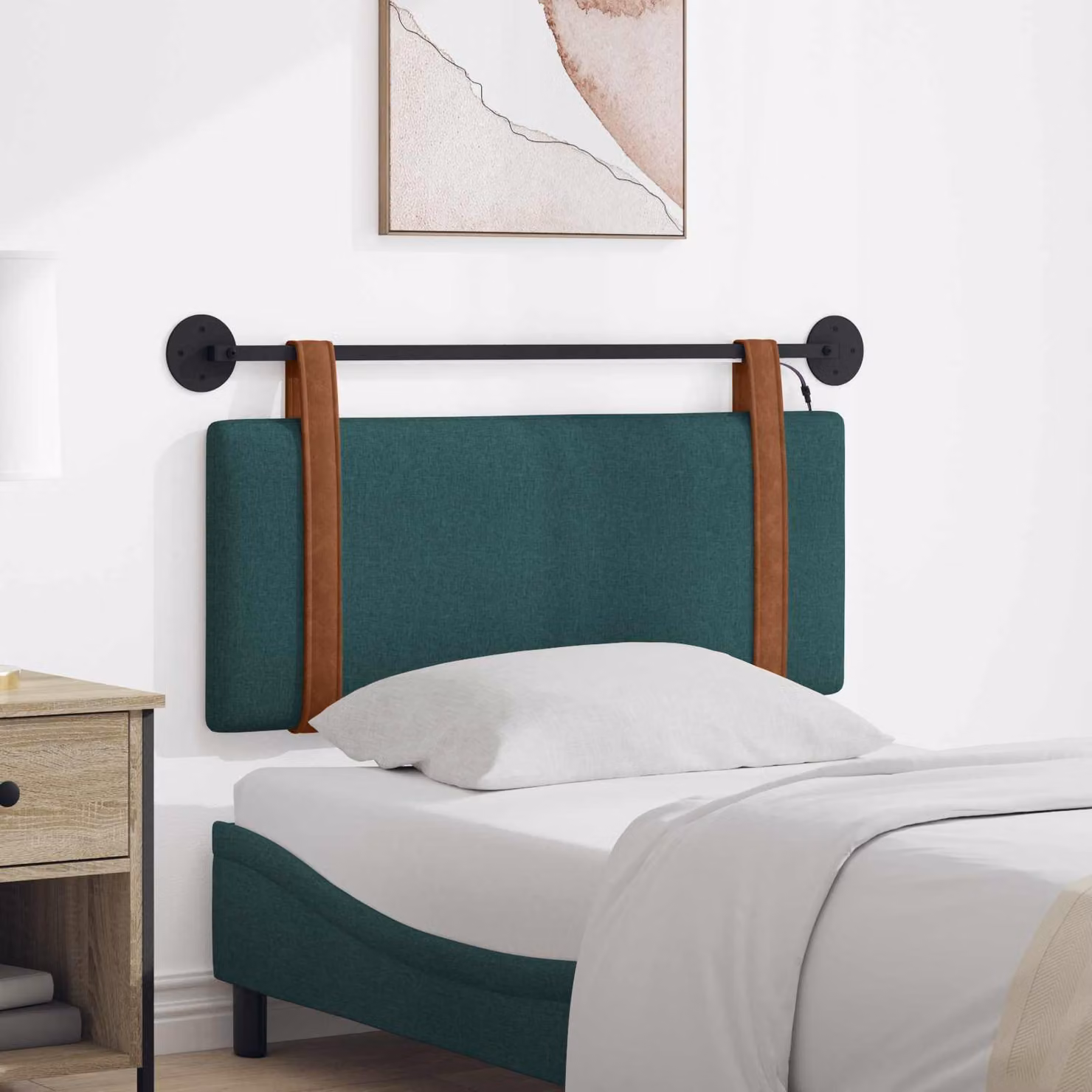 Testiera sospesa vidaXL con luce LED integrata in ecopelle verde scuro