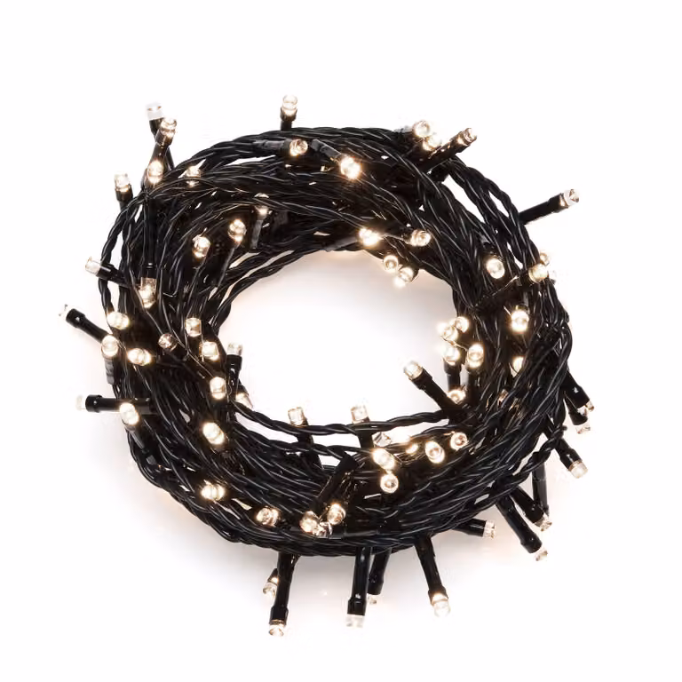 Fata micro LED, 1000 diodi bianco caldo, 24V, per esterni (IP44), cavo nero