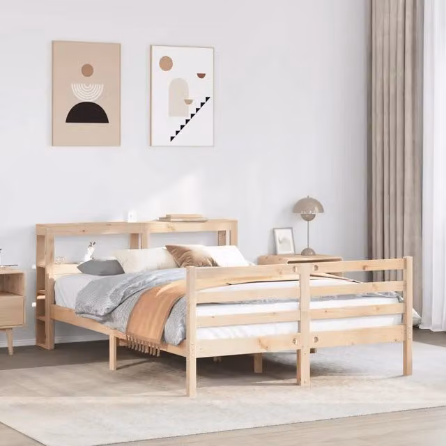 Giroletto con Testiera 140x200 cm in Legno Massello di Pino 3305943