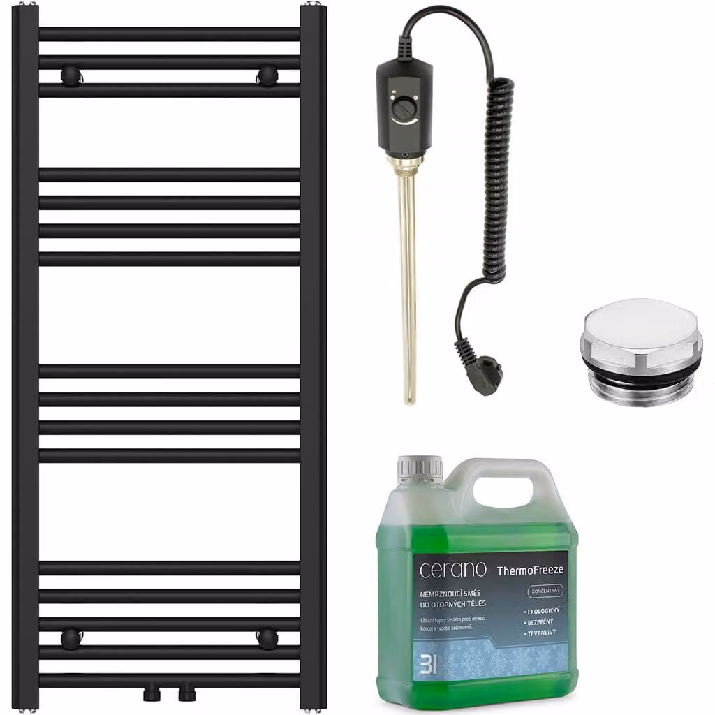 Set di radiatori elettrici da bagno Benito - 300W - nero opaco - 1000x450 mm