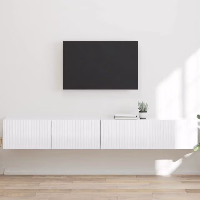 Mobile TV da parete 2 pz-Set di 2 Mobile TV a Muro-Credenza TV Bianco Lucido 60 x 31 x 29.5 cm 822949