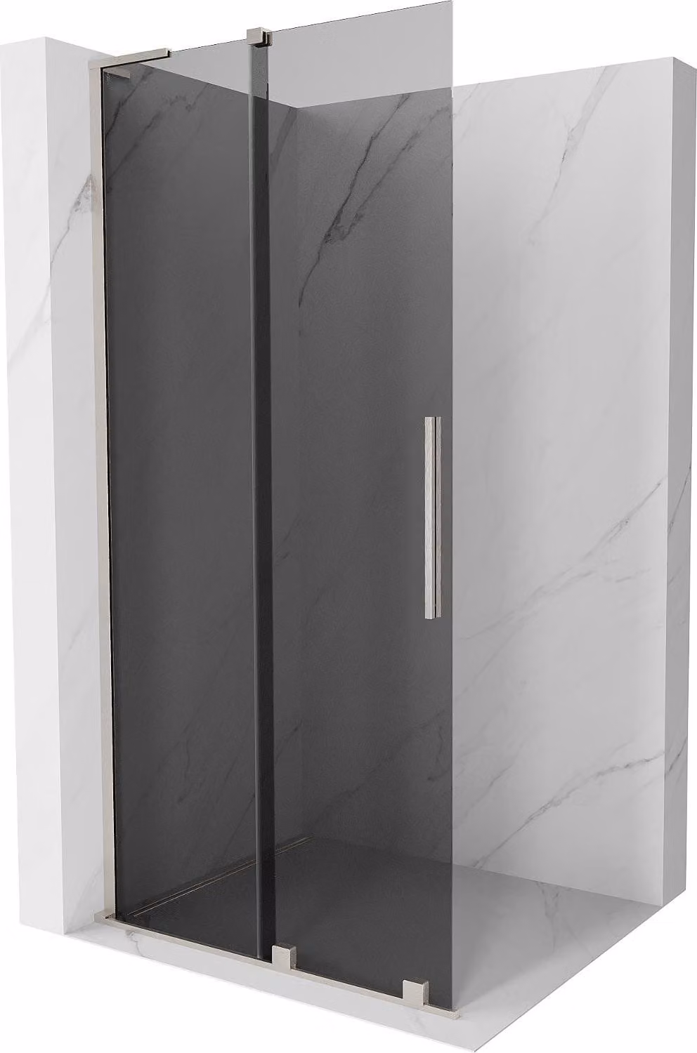 Mexen Velar L parete doccia scorrevole Walk-in 120 x 200 cm, grafite 8 mm, nichel spazzolato - 871-120-003-43-97