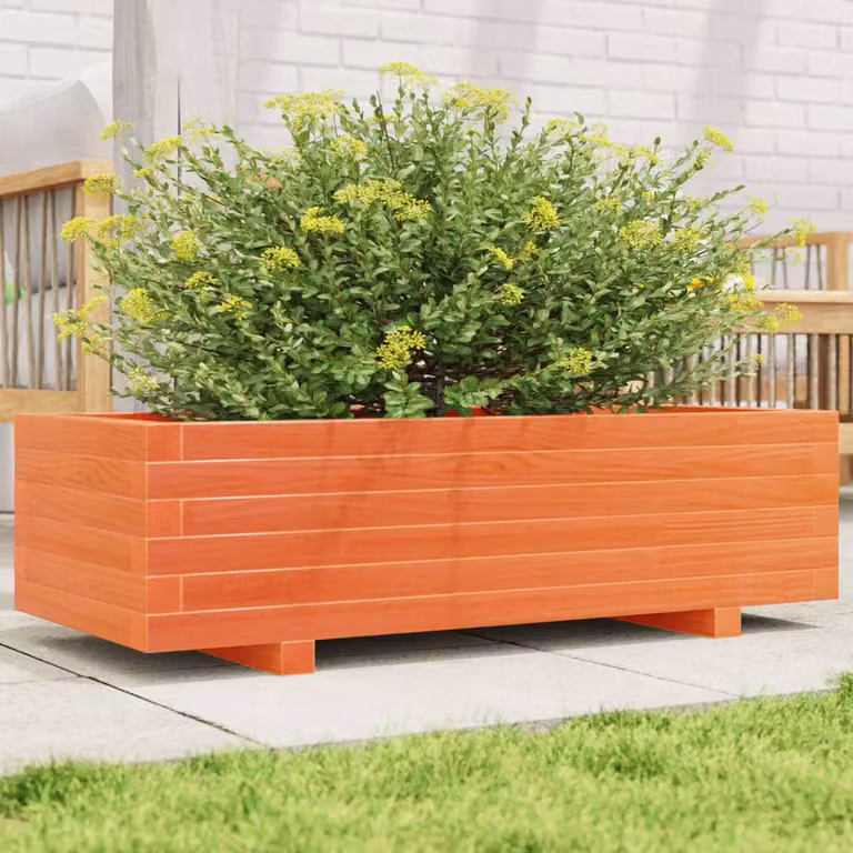 Fioriera da giardino vidaXL in legno massello di pino, colore marrone, L 90 cm x P 40 cm x H 26,5 cm