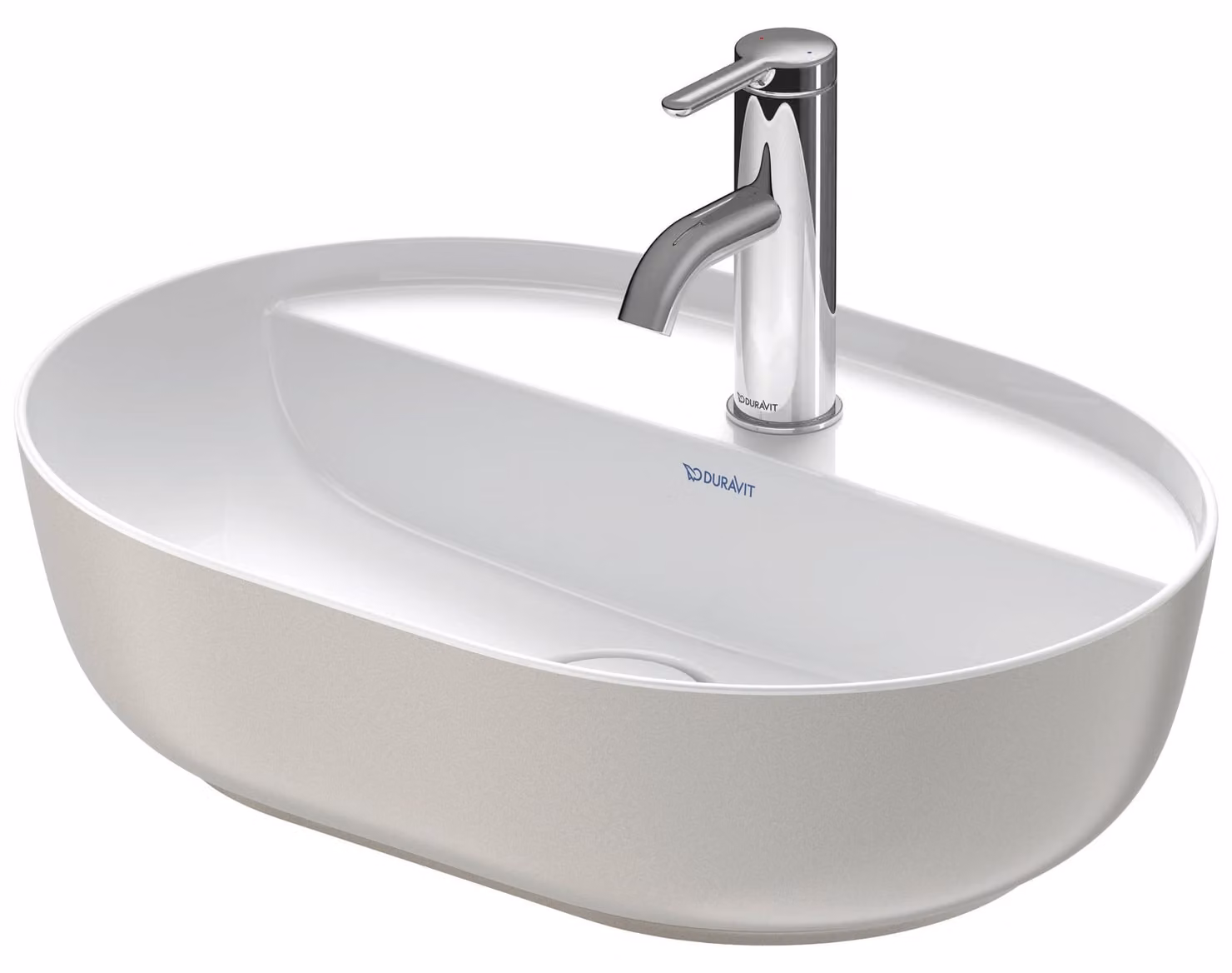 Duravit Luv vasque à poser 50x35cm, sans trop-plein, avec plage de robinetterie, 1 trou pour robinetterie, rectifié, 0380502300, 0380502300