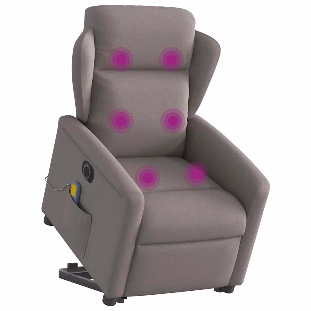 Poltrona Alzapersona Elettrica con Massaggio vidaXL in Tessuto Beige e Grigio per Senior – 2