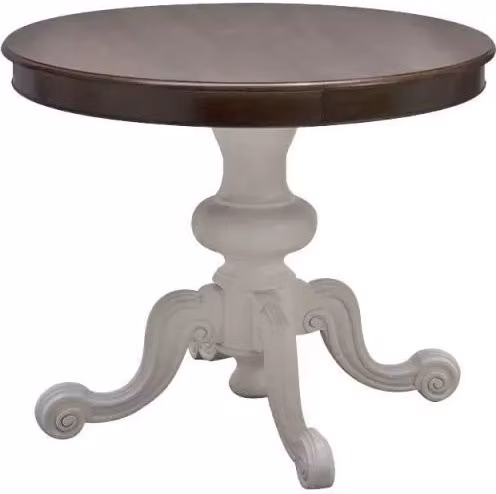 Tavolo rotondo allungabile intagliato legno shabby bicolore 120x120x80 - Mobili 2G