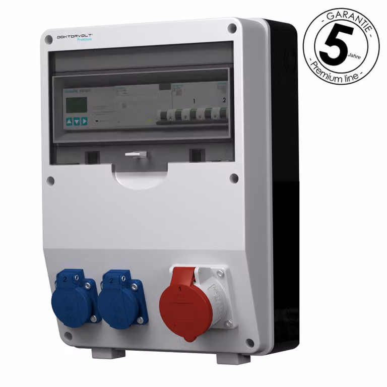 Scheda di distribuzione di energia pTD-S/FI 16A 2x230V 3P contatore SIEMENS e MENNEKES Doktorvolt 4784