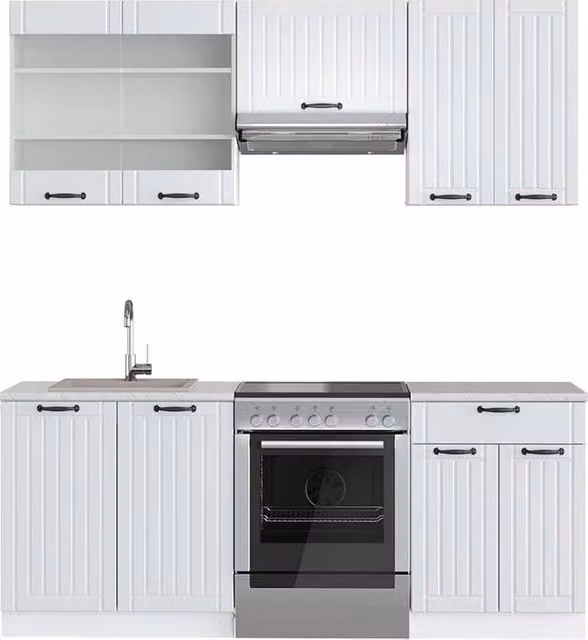 Cucina componibile Fame-Line Vicco Bianco rustico, L: 200 cm