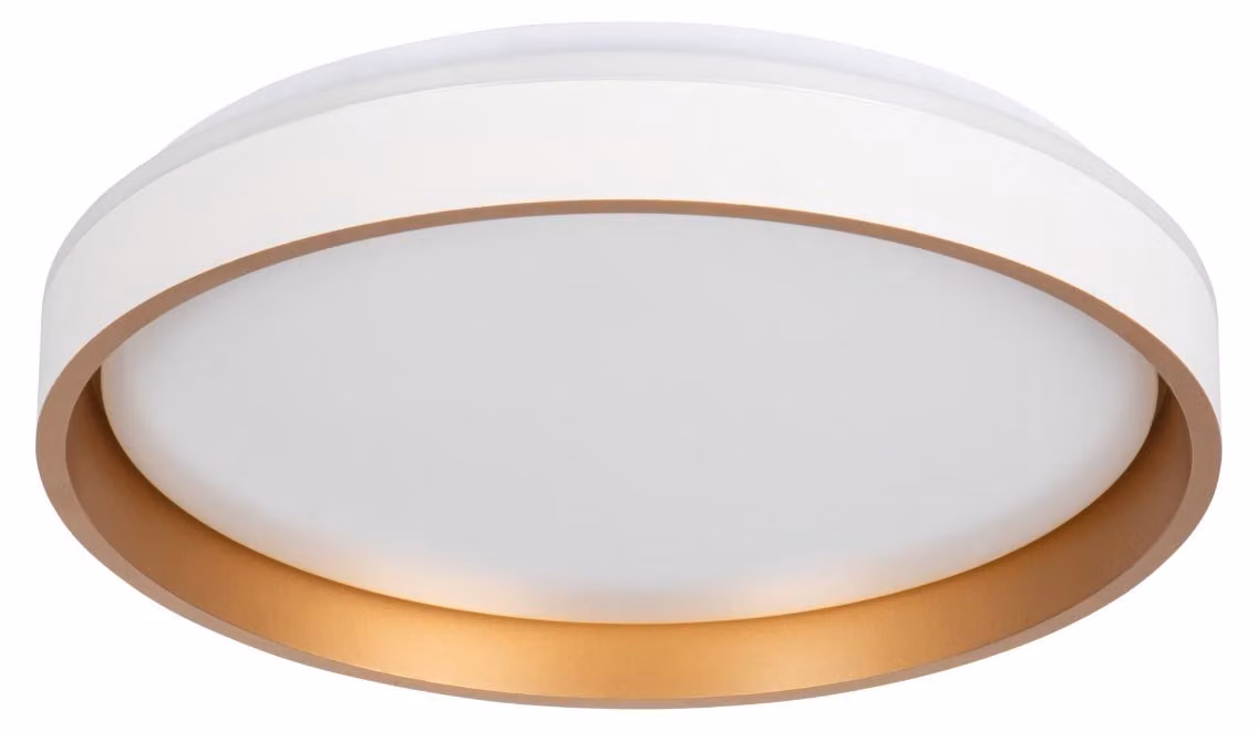 Plafoniera LED rotonda con telecomando SOLN bianco-oro 25W, tonalità di bianco 1460 lm, metallo, dimensioni: 7,5 x 38 x 38 cm, IP20, Kanlux