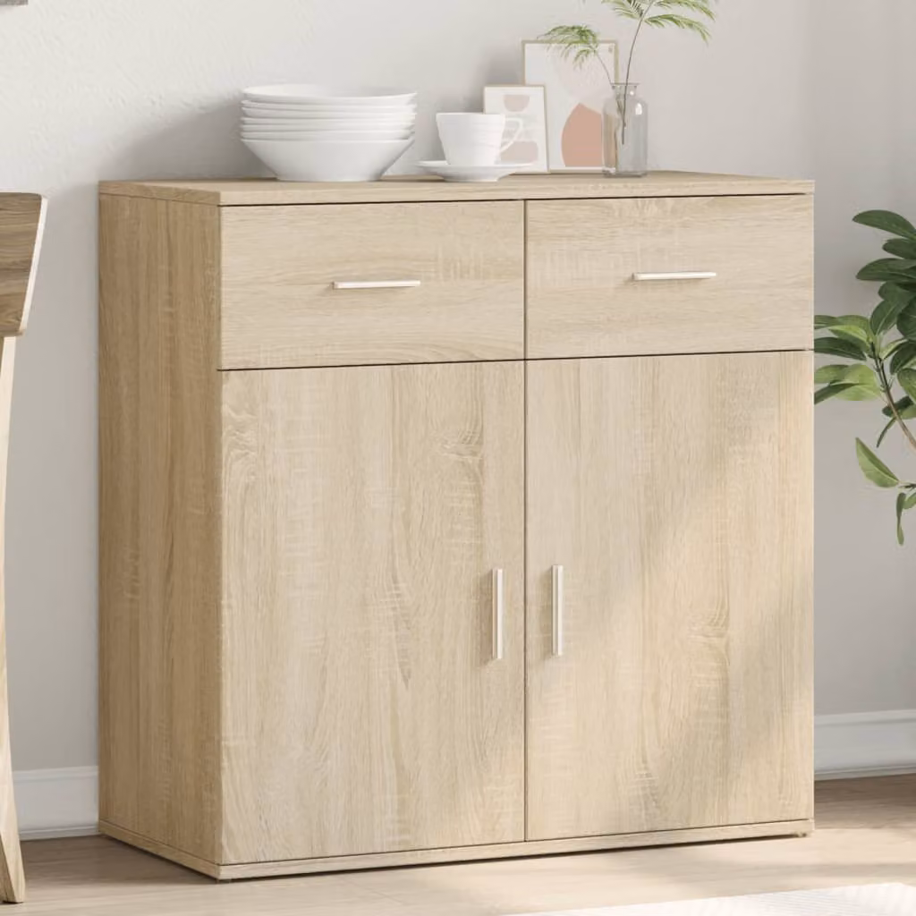 Credenza moderna vidaXL in legno multistrato e MDF, colore rovere sonoma beige e marrone, L: 79 cm, P: 38 cm, H: 80 cm