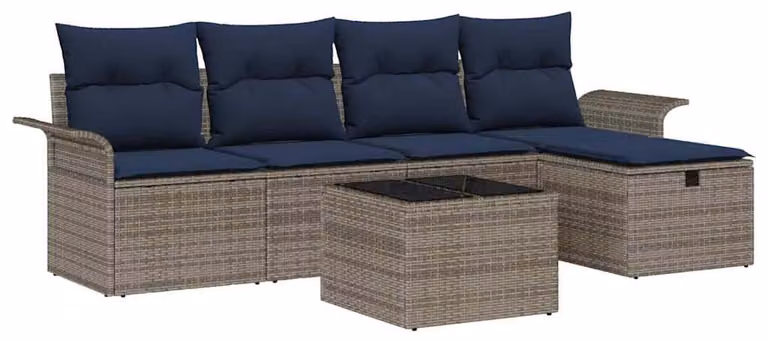 Set Divano da Giardino con cuscino 6 pcs Poly Rattan
