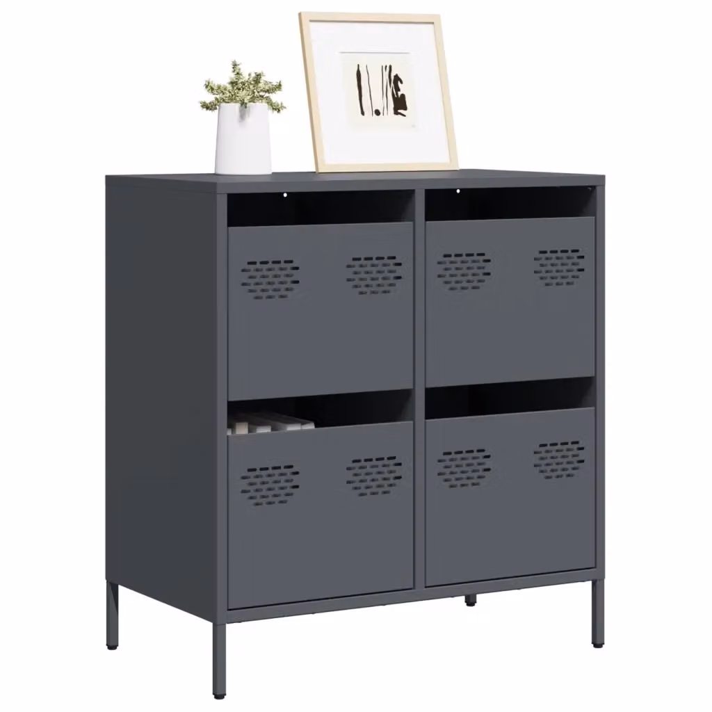 Credenza Buffet Antracite in Acciaio Laminato a Freddo L: 68 cm, P: 39 cm, H: 73,5 cm – 2