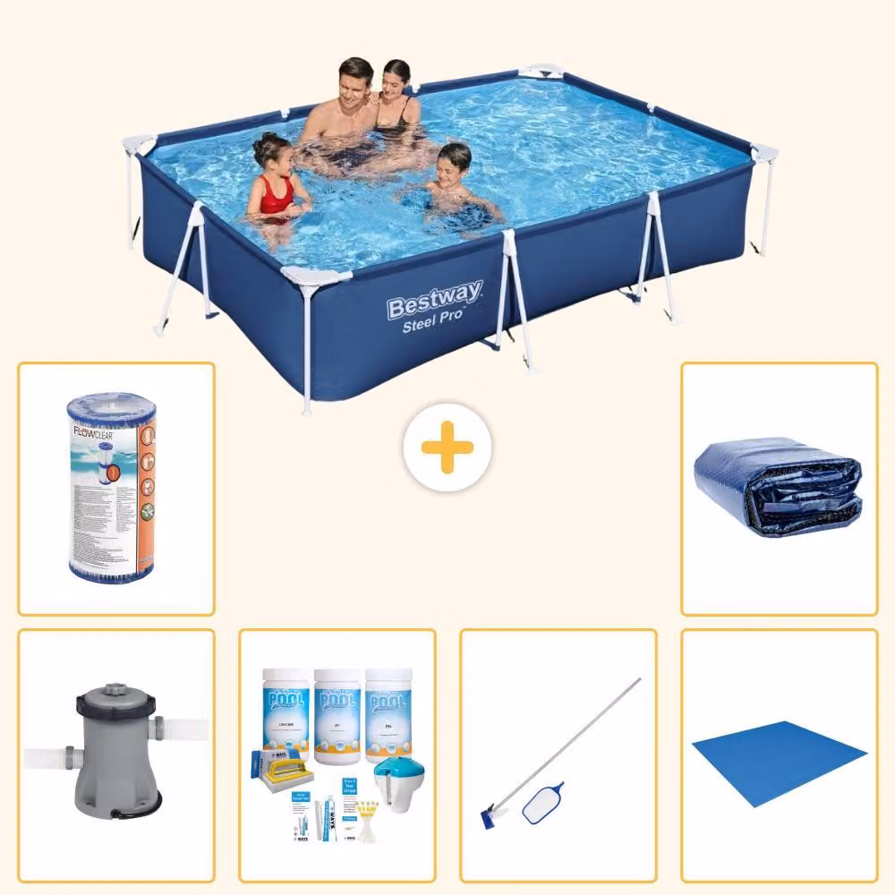 Bestway Steel Pro, piscina rettangolare - 300x201x66 cm - 7 pezzi - Modello S21571