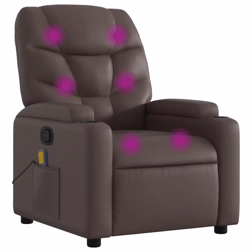Poltrona Relax Reclinabile vidaXL in Similpelle Marrone con Braccioli e Regolazione Manuale – 2