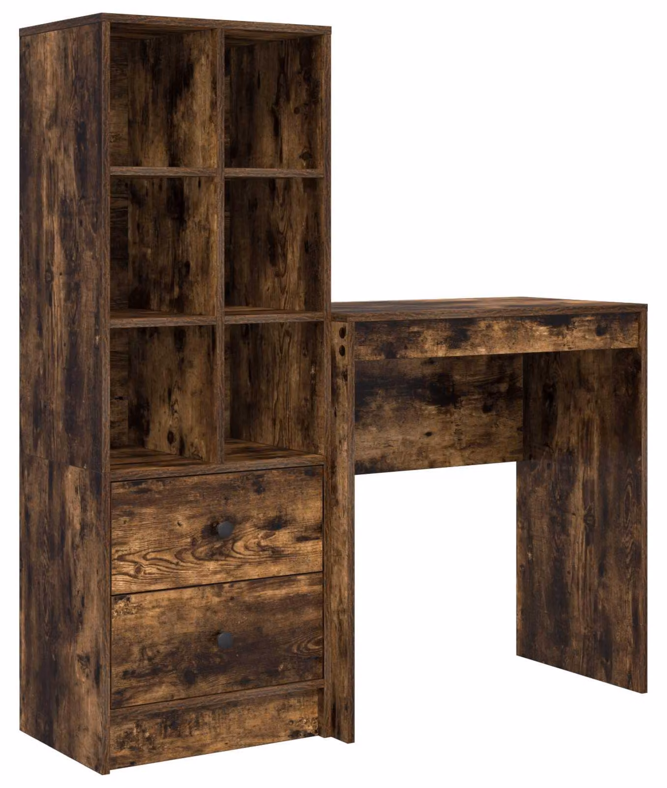 Scrivania con cassetto con lo scaffale 2 pcs Rovere fumé