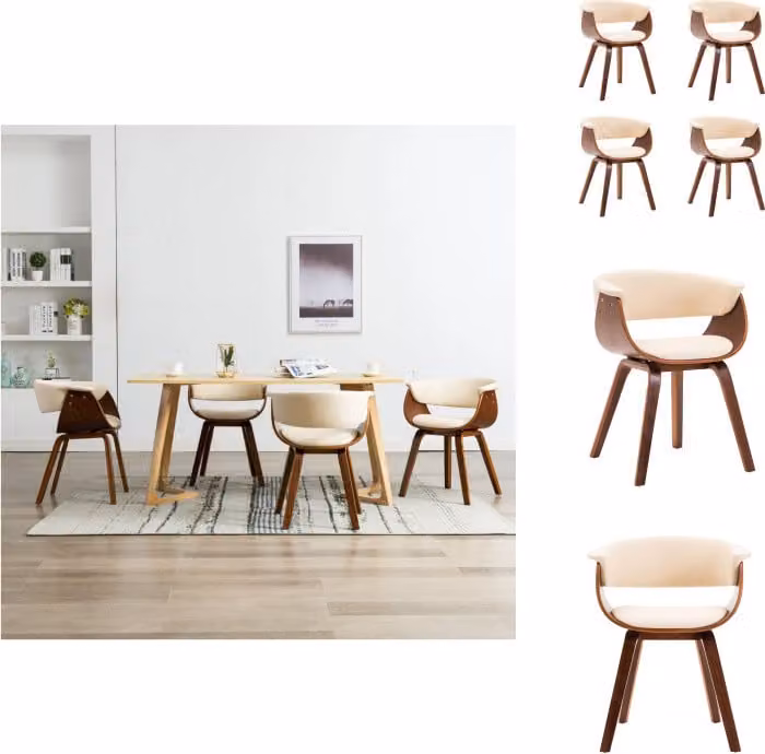 vidaXL Sedie da pranzo 4 pz. Bentwood crema e Pelle finta - Sedie da pranzo