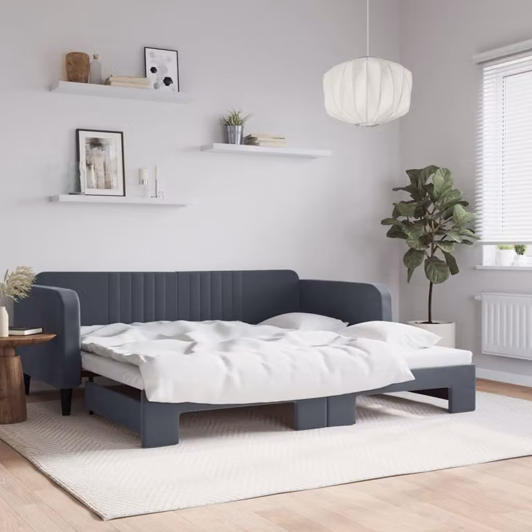 vidaXL Divano Letto con Letto Estraibile in Velluto Grigio L/P/H: 223 x 100 x 75 cm