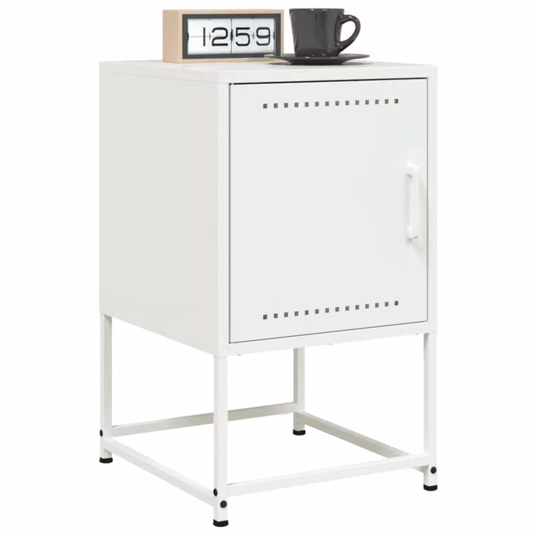 Set di 2 comodini vidaXL bianchi in metallo con design industriale da appendere al muro L/P/H: 36 x 39 x 60,5 cm