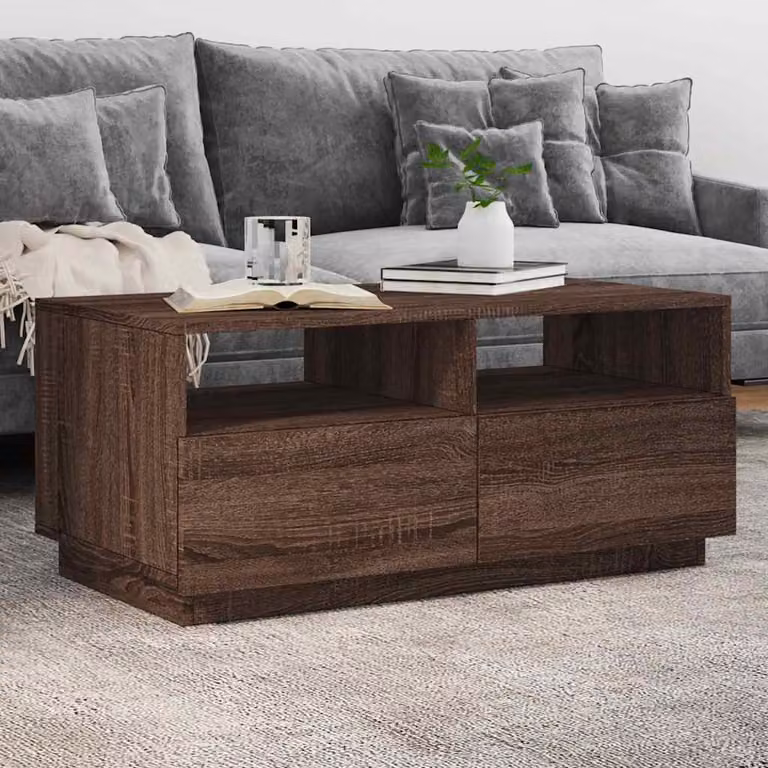 vidaXL Tavolino da Soggiorno Moderno in Rovere Marrone L: 90 cm, P: 49 cm, H: 40 cm