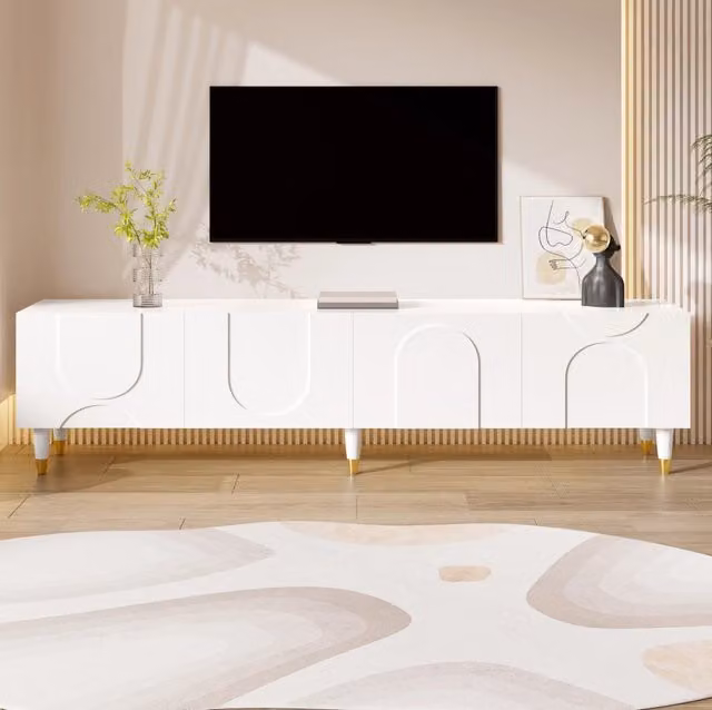 Mobile TV 180x40x50 cm bianco MDF e PB - 4 ante con passacavo