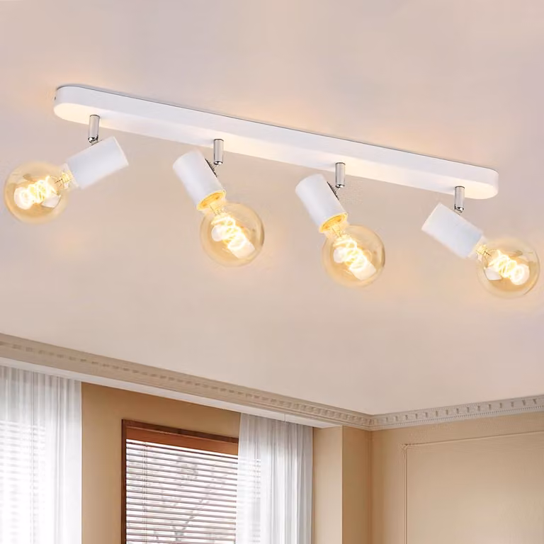 Lampada a soffitto. Lampada a soffitto/parete, lampada a soffitto con 4 luci, orientabile e regolabile, attacco E27, lampadina non inclusa