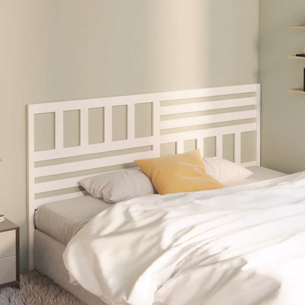 Testiera per letto vidaXL in legno massello di pino bianco, stile rustico, L: 206 cm, P: 4 cm, H: 100 cm