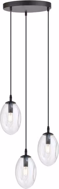 Lampadario a sospensione Emibig Astral in metallo e vetro trasparente nero con 3xE14, regolabile in altezza e dimmerabile