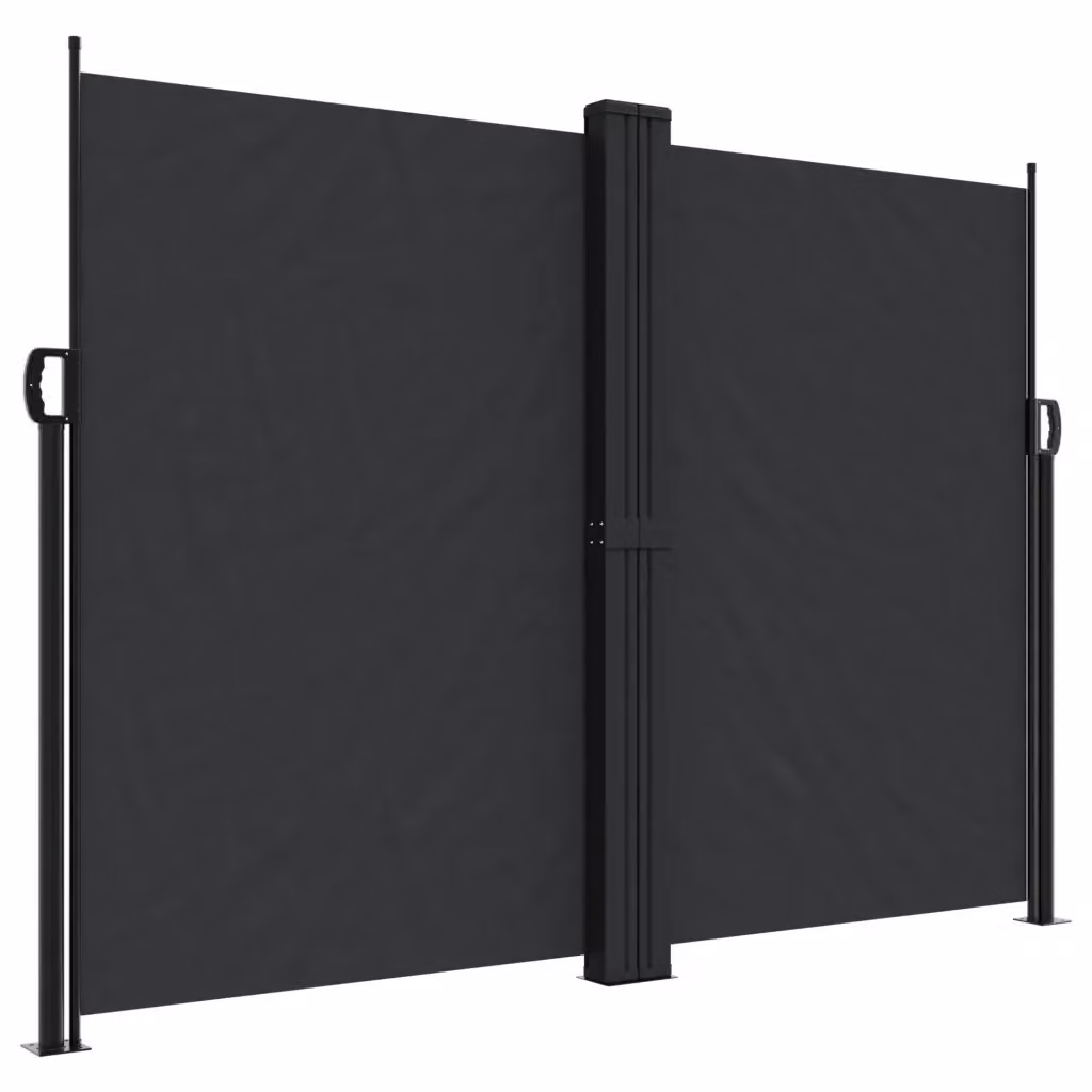 Tenda da Sole Laterale Retrattile vidaXL in Alluminio e Poliestere, Colore Nero, L: 1200 cm, H: 180 cm – 2