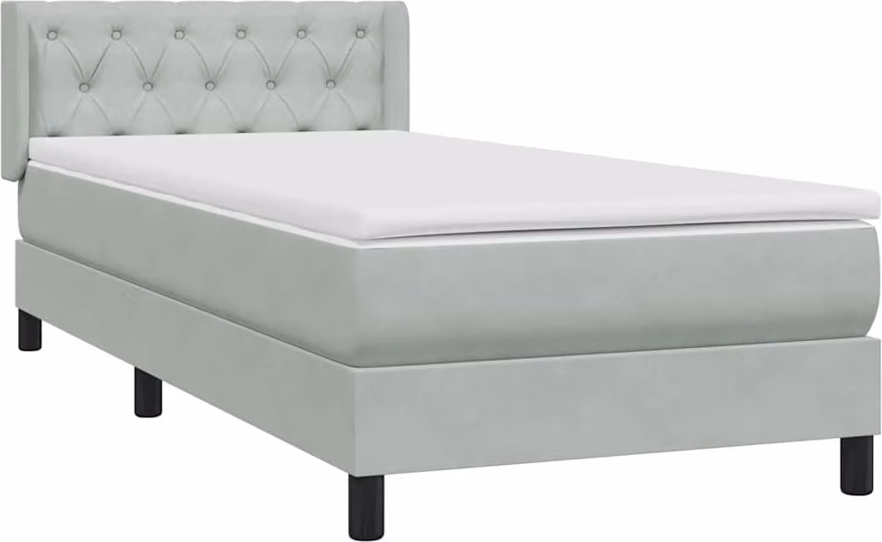 Giroletto a Molle con Materasso Grigio Chiaro 80x220 cm Velluto
