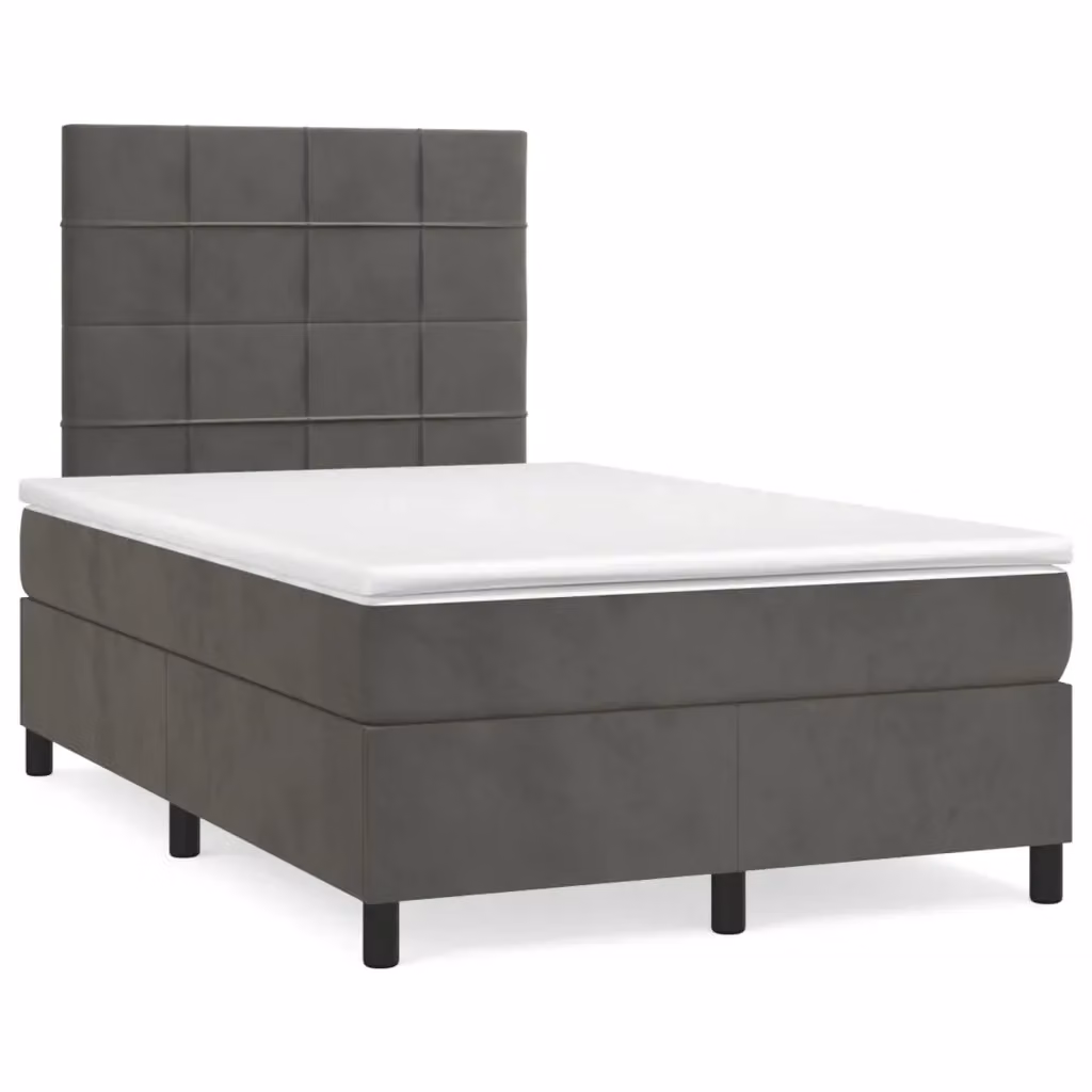 Letto Ibrido con Giroletto a Molle e Materasso vidaXL in Velluto Grigio e Bianco L/P/H: 200 x 120 x 4 cm – 2
