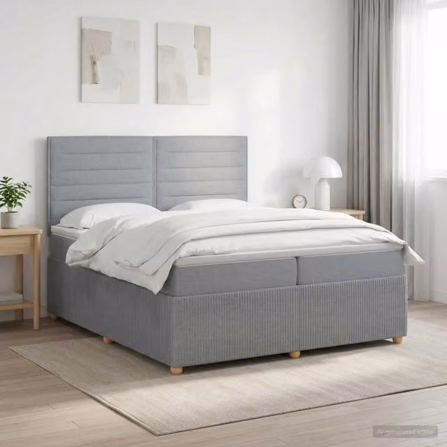 Letto box spring con materasso ibrido vidaXL Grigio Chiaro L/P/H: 200 x 200 x 46 cm – 1