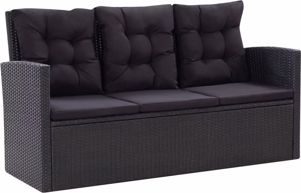 Set Divani da Giardino 6 pz con Cuscini in Polyrattan Nero