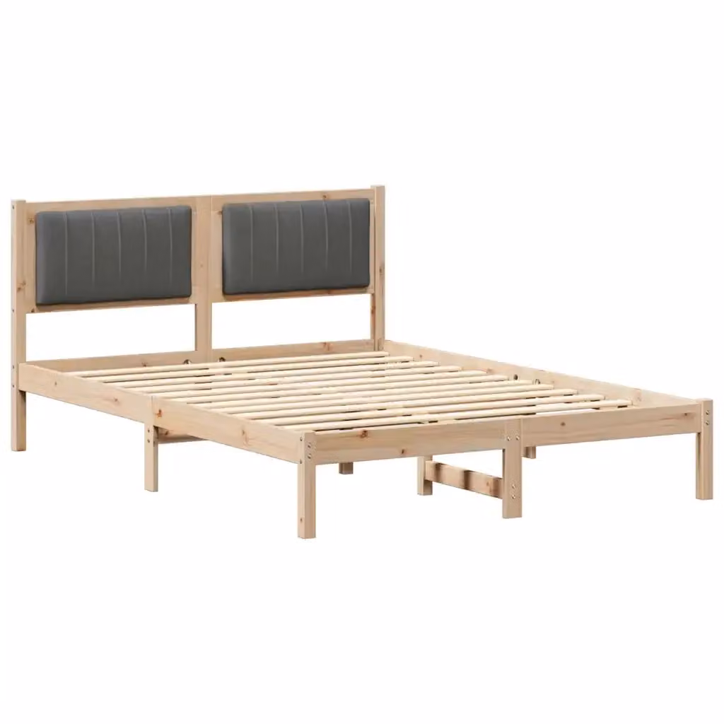 Letto moderno vidaXL con testiera rivestita in tessuto grigio e struttura in legno di pino L/P/H: 120 x 200 cm – 2