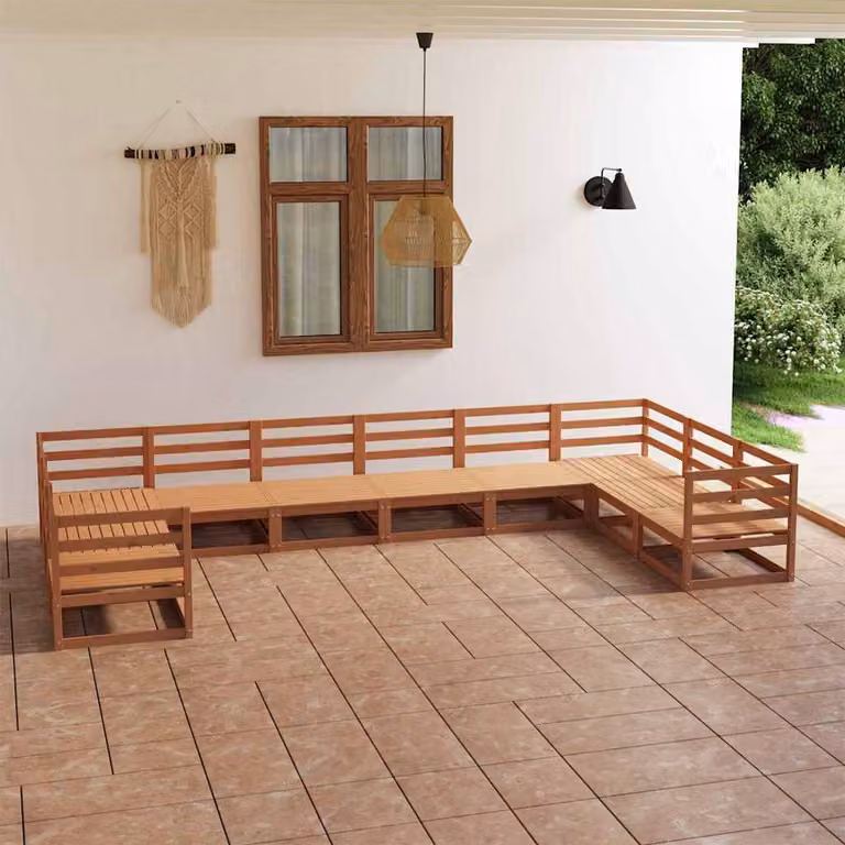 vidaXL Set Divani da Giardino 10 pz in Legno Massello di Pino