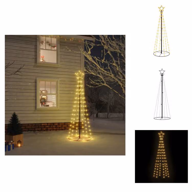 vidaXL Albero di Natale a LED a forma di cono bianco caldo 108 LED 70x180 cm - Alberi di Natale