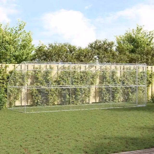 Set di 3 cuccie per cani vidaXL in metallo zincato argento, resistenti alle intemperie per giardino – 1