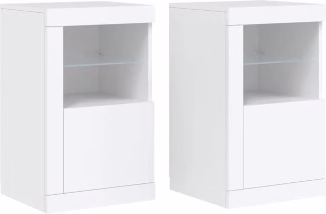 Set di 2 armadietti laterali con illuminazione LED 41 x 37 x 67 cm spazio di archiviazione di tendenza in legno bianco 02_0049364