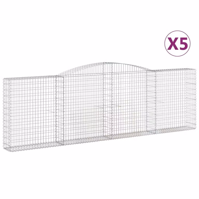 Cesti Gabbioni ad Arco 5 pz 400x30x120/140 cm Ferro Zincato
