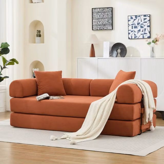 Divano letto con 2 cuscini ¨C Minimal ¨C Tessuto, 190x90cm