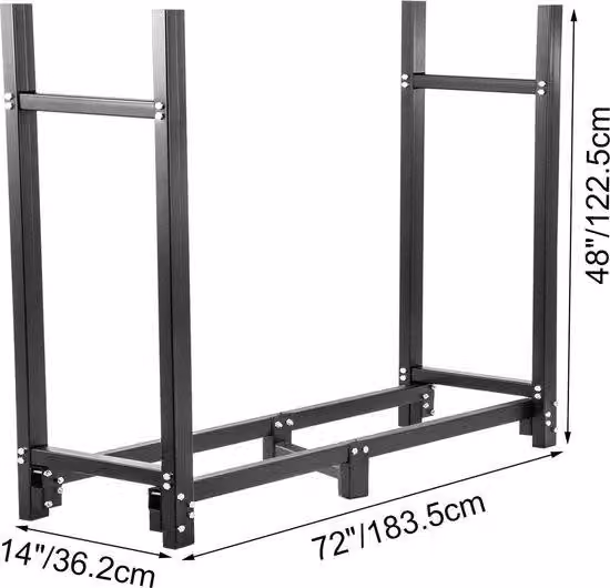 Scaffale per legna da ardere da 8 piedi con copertura impermeabile nera