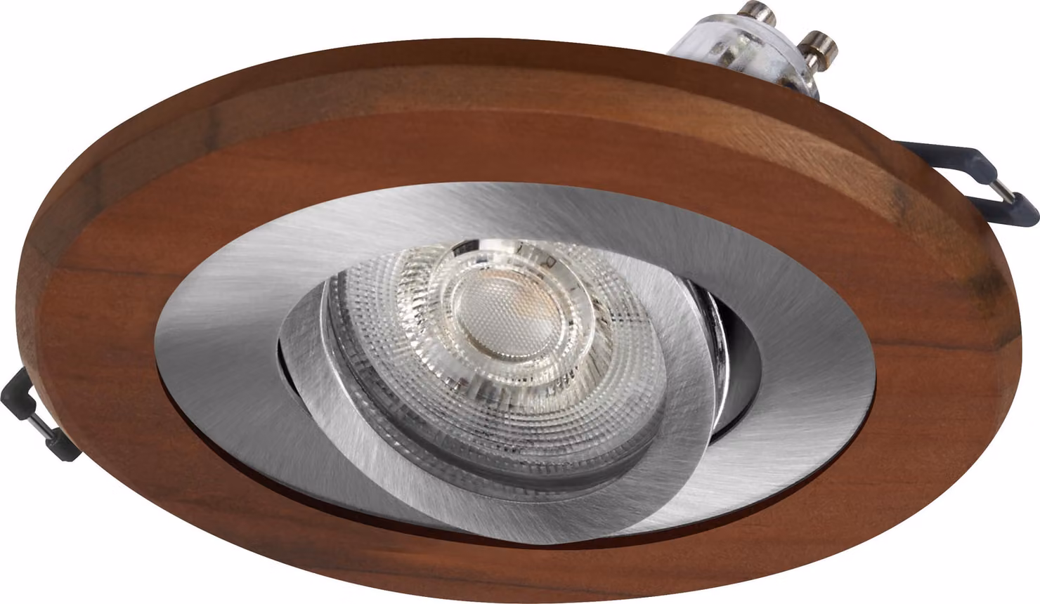 OSRAM Wood LED Spot GU10 scuro 4,5W nichel satinato Legno, effetto legno, alluminio, combinazione di materiali naturali, set da 3