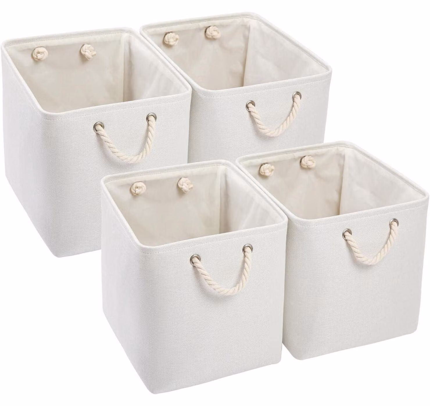 Contenitore in tessuto, 33x38x33 cm, bianco, set da 4