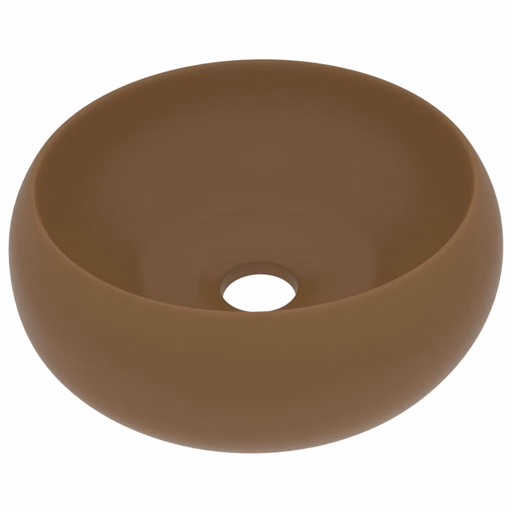Lavandino Lusso Rotondo Crema Opaco 40x15 cm in Vetroceramica