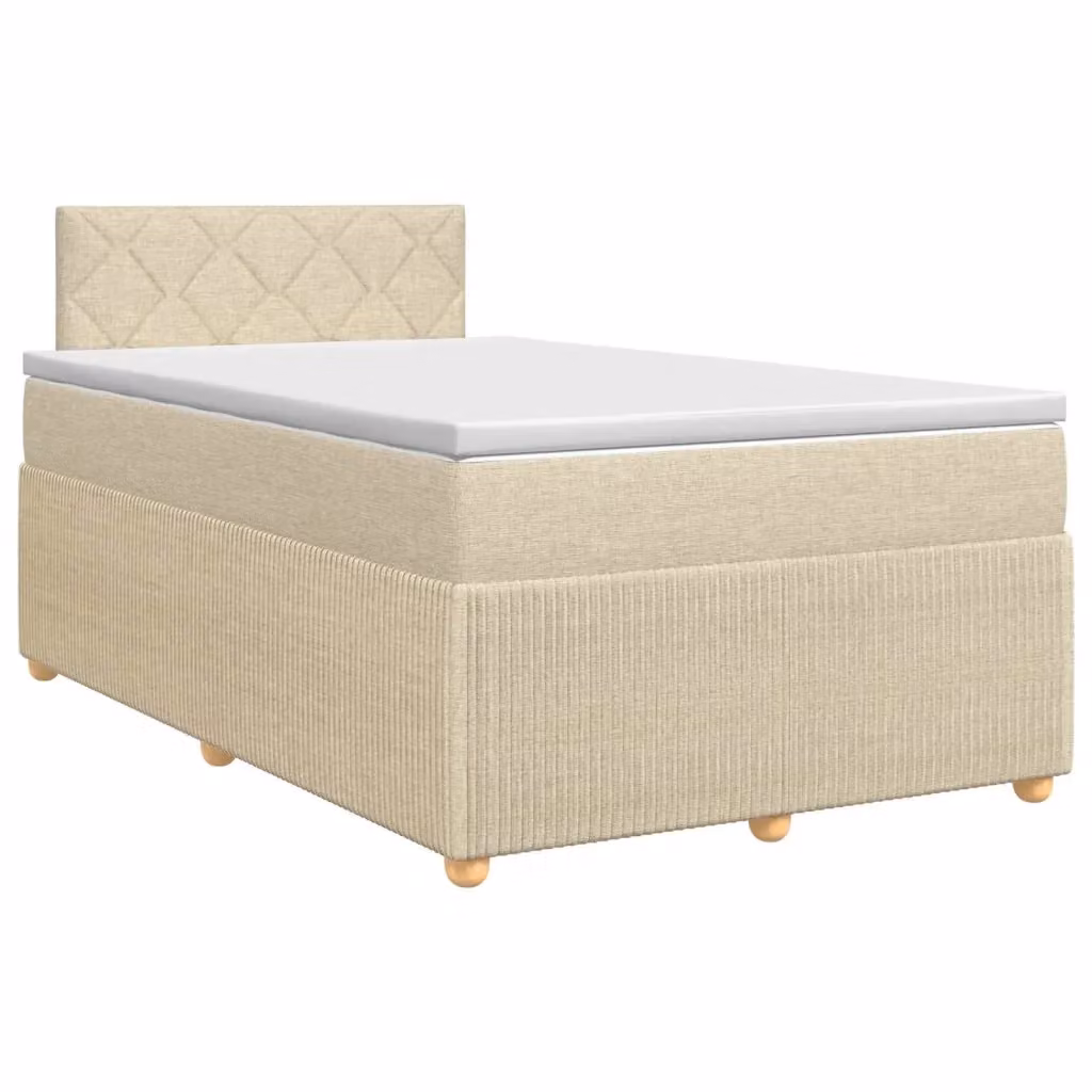 Letto box spring con materasso ibrido vidaXL in tessuto beige e bianco L/P/H: 200 x 120 x 100,5 cm – 2