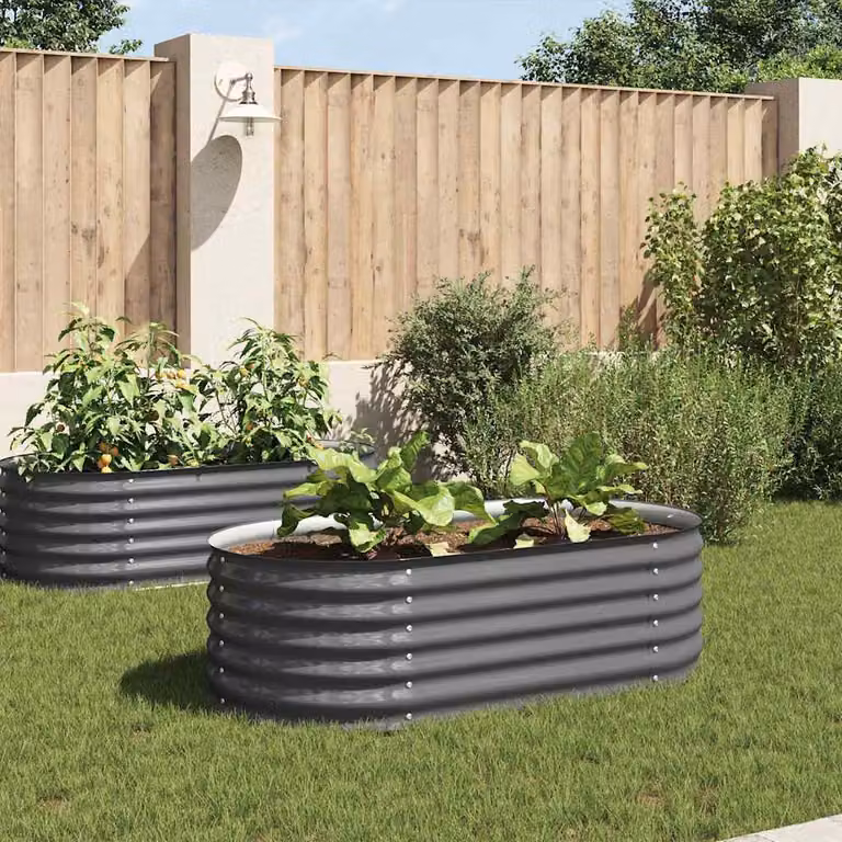 Letto rialzato da giardino vidaXL in acciaio zincato grigio L: 160 cm, P: 80 cm, H: 44 cm