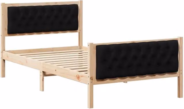 Letto singolo | Letto per adulti | Struttura del letto Nero 100 x 200 cm Pino massello