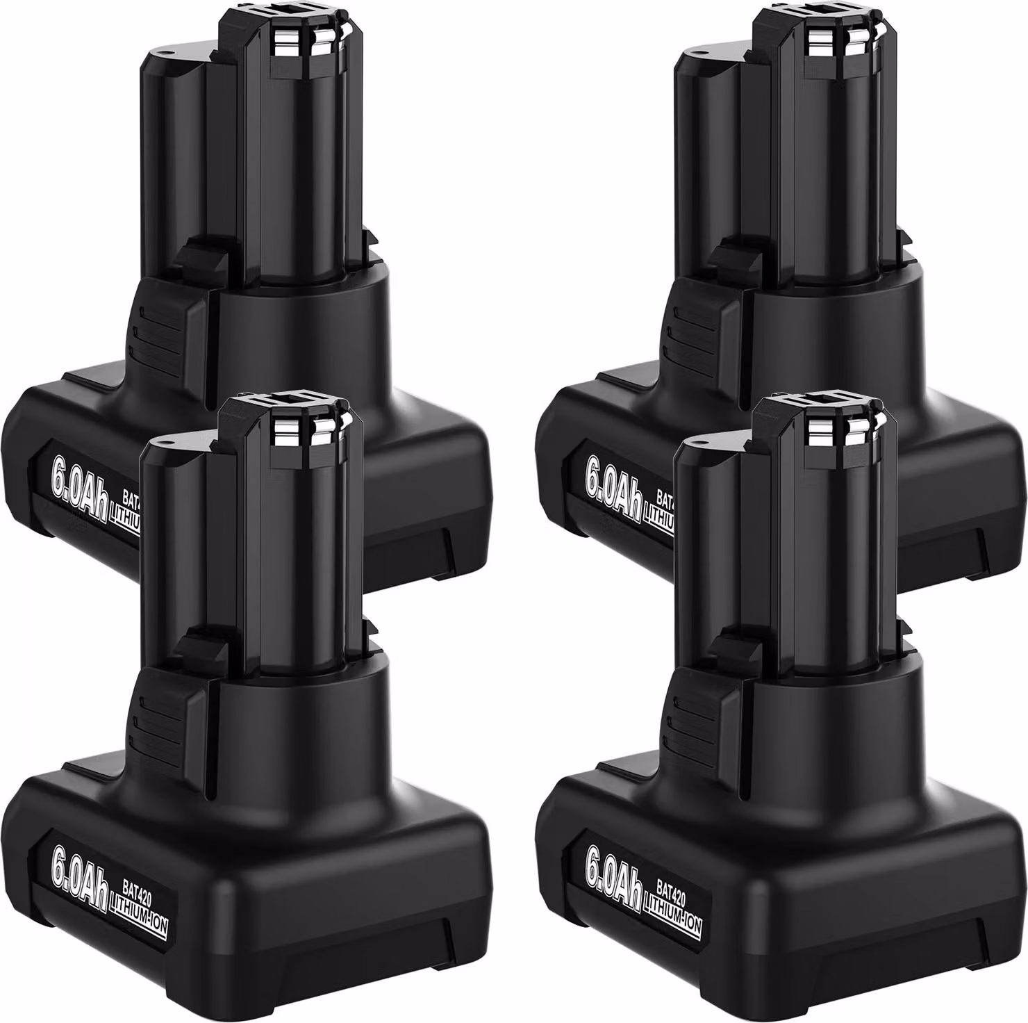 ricambio agli ioni di litio da 12 V, capacità 6000 mAh, compatibile con gli utensili Bosch, confezione da 4 pezzi da 6000 mAh