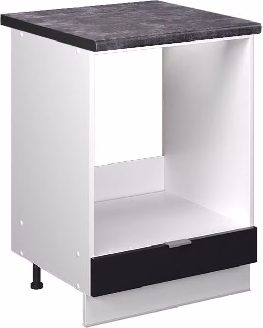 Mobile per forno da incasso Vicco Fame-Line Nero rigato e Bianco con base Antracite, L: 60 cm, H: 82 cm